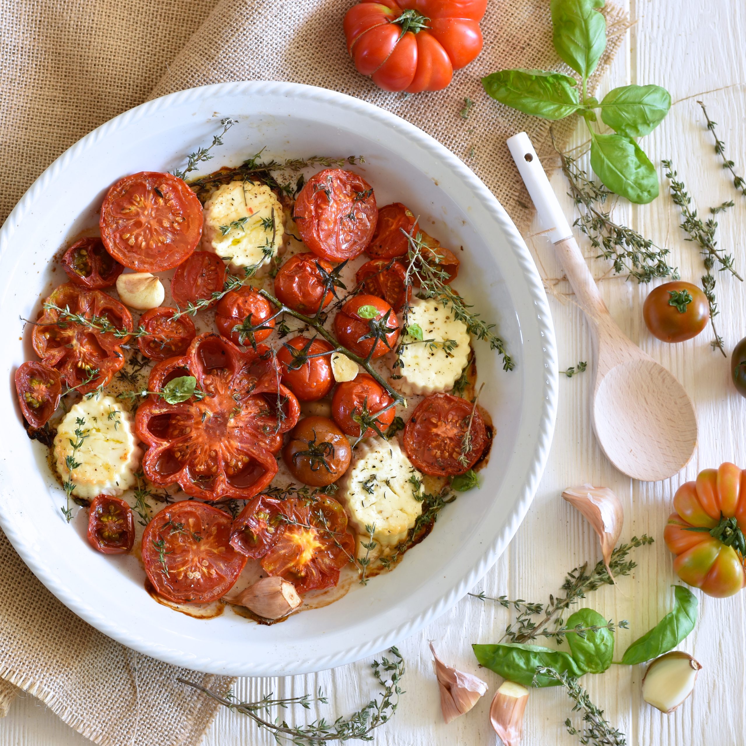 POMODORI CARAMELLATI, FETA ZORBAS E TIMO