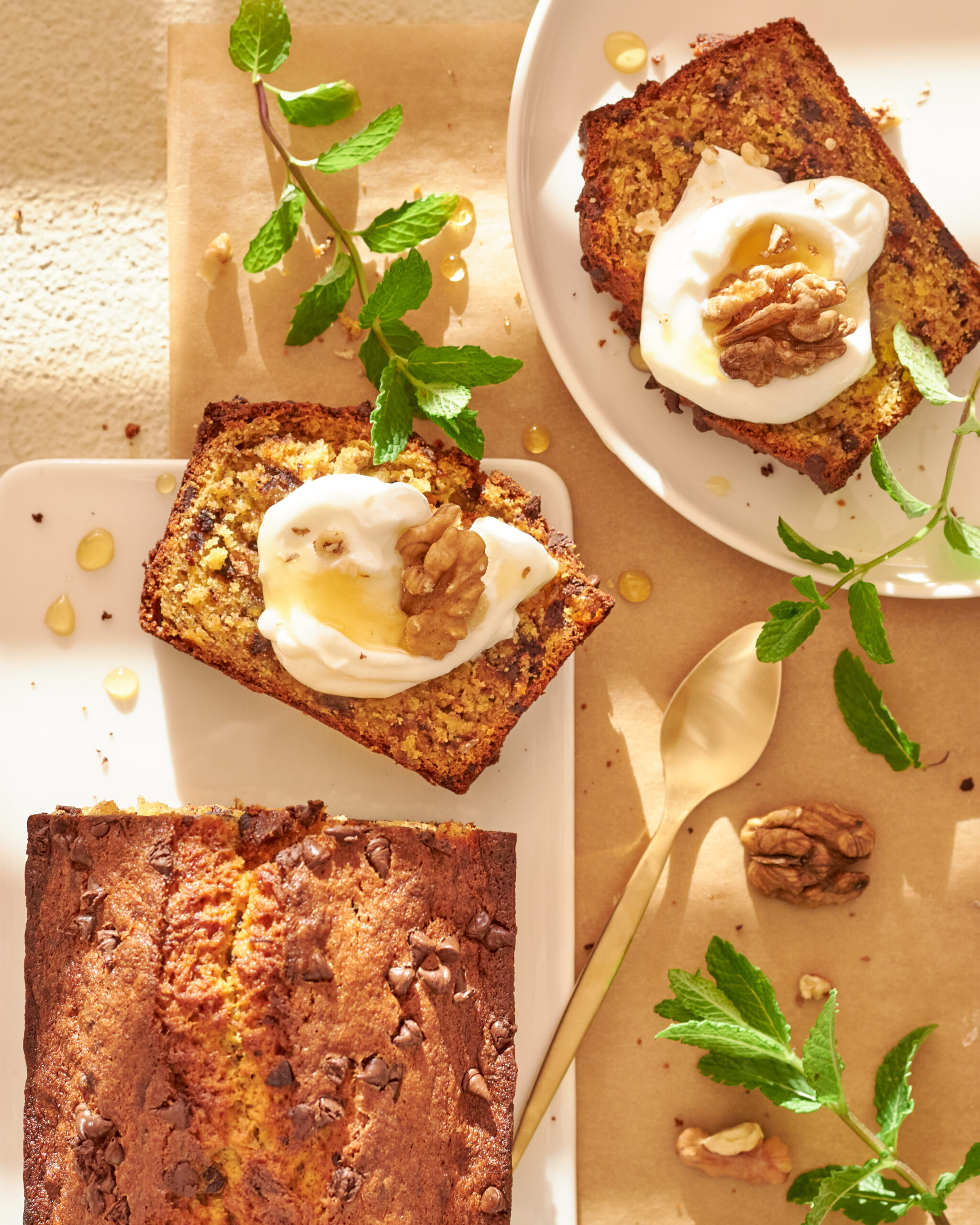 Banana bread con gocce di cioccolato e yogurt greco Zorbas