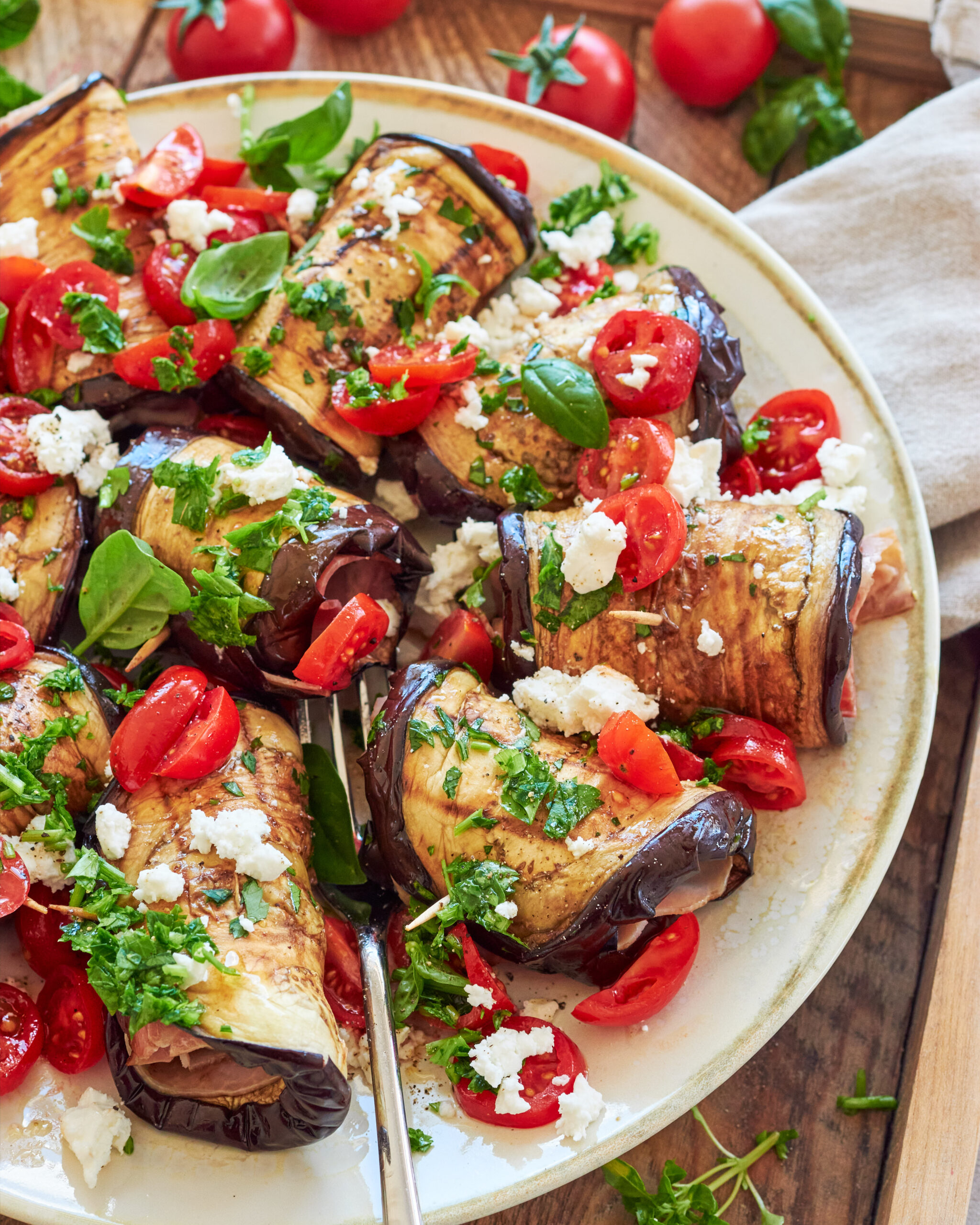 Involtini estivi di melanzane alla griglia con feta Zorbas