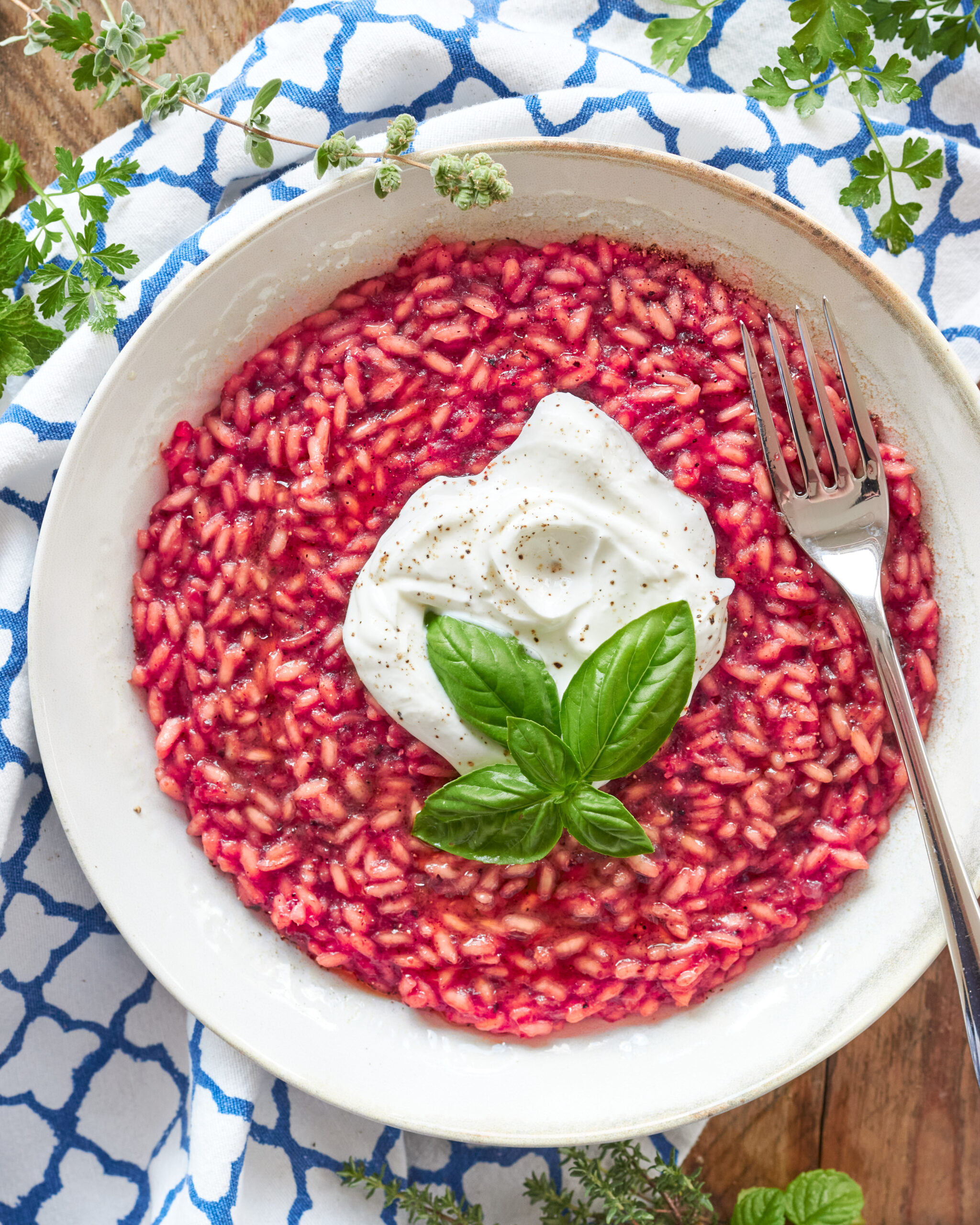 Risotto alla barbabietola con yogurt greco Zorbas