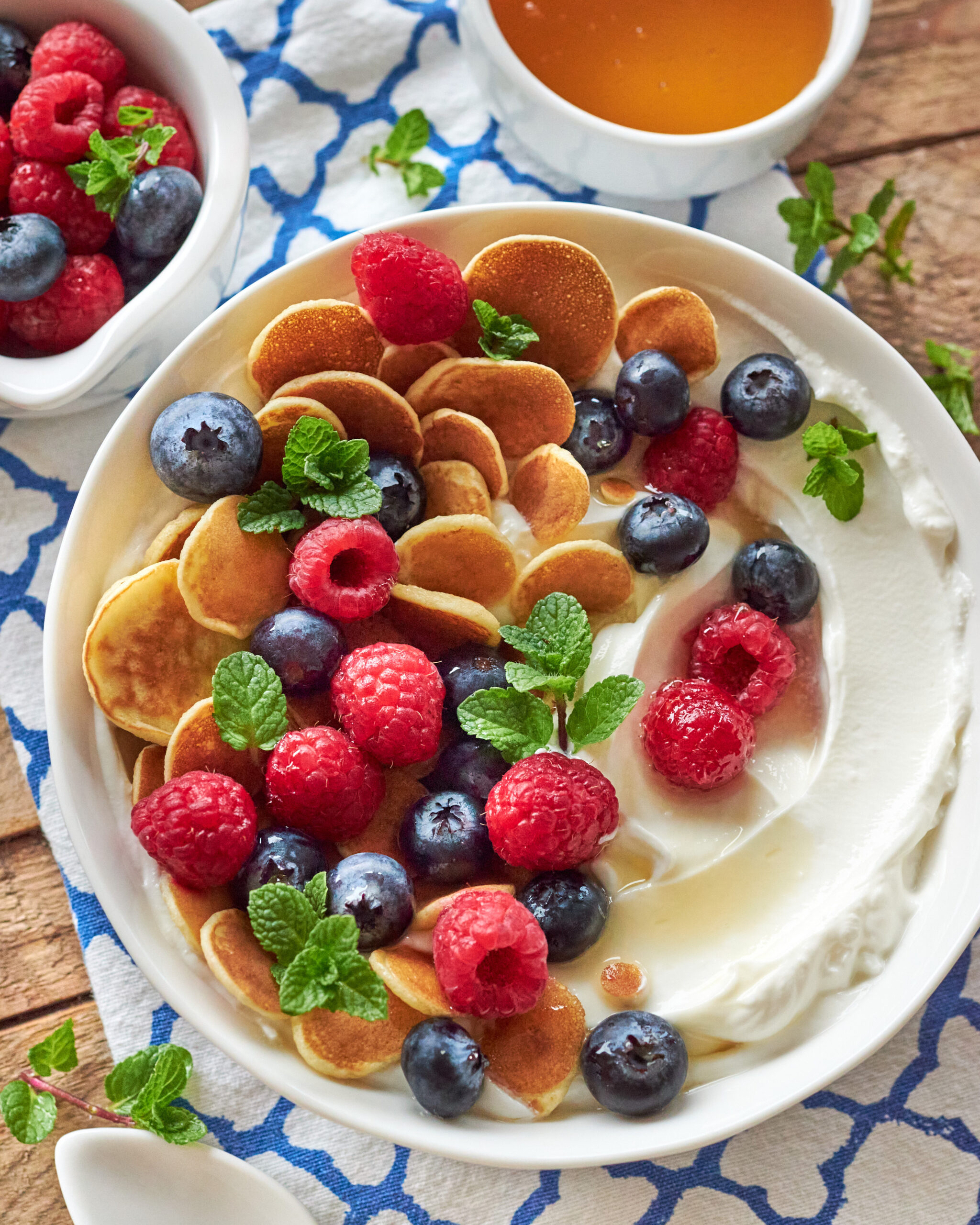 Mini pancakes con yogurt greco