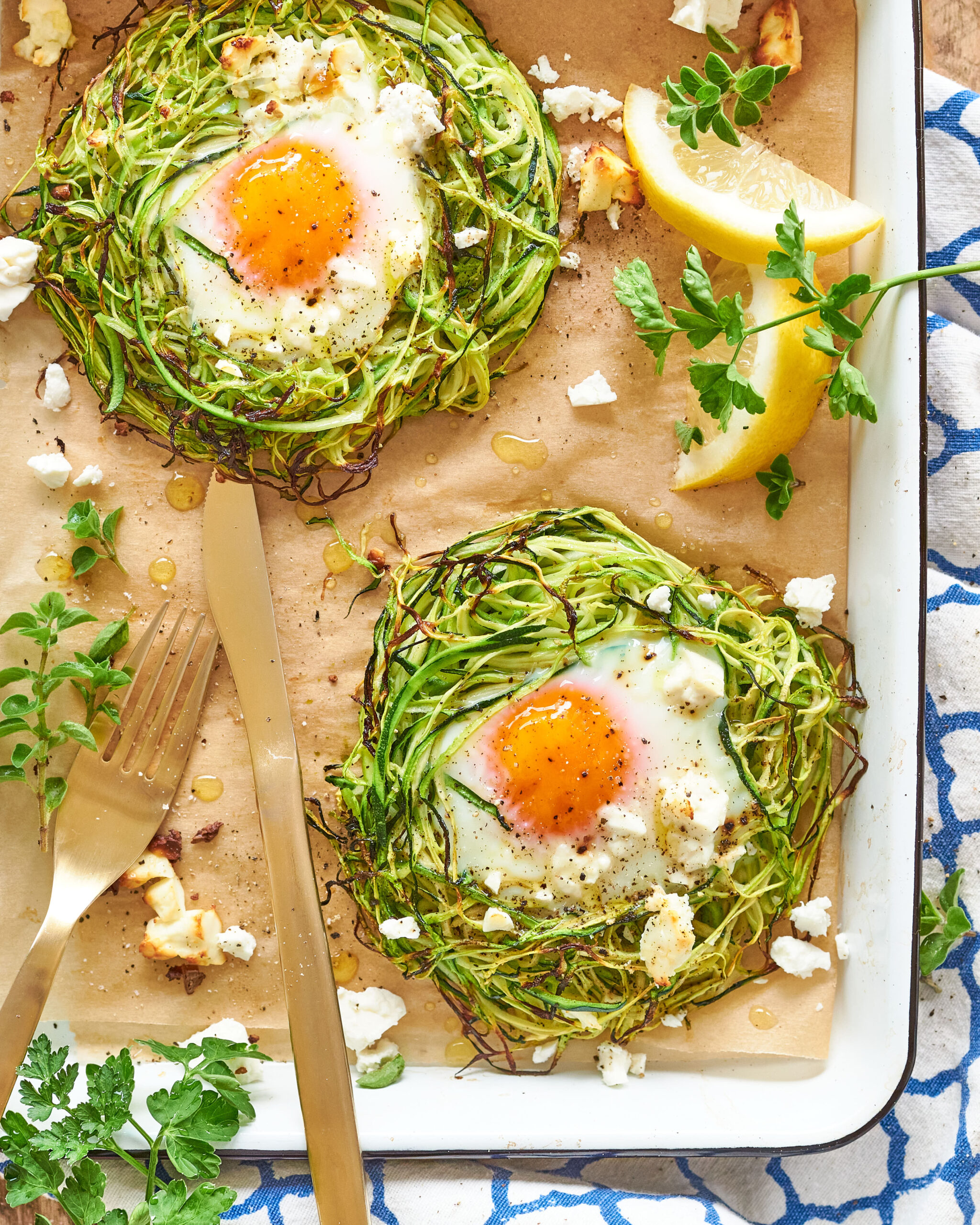 Cestini di zucchine al forno con feta Zorbas e uovo