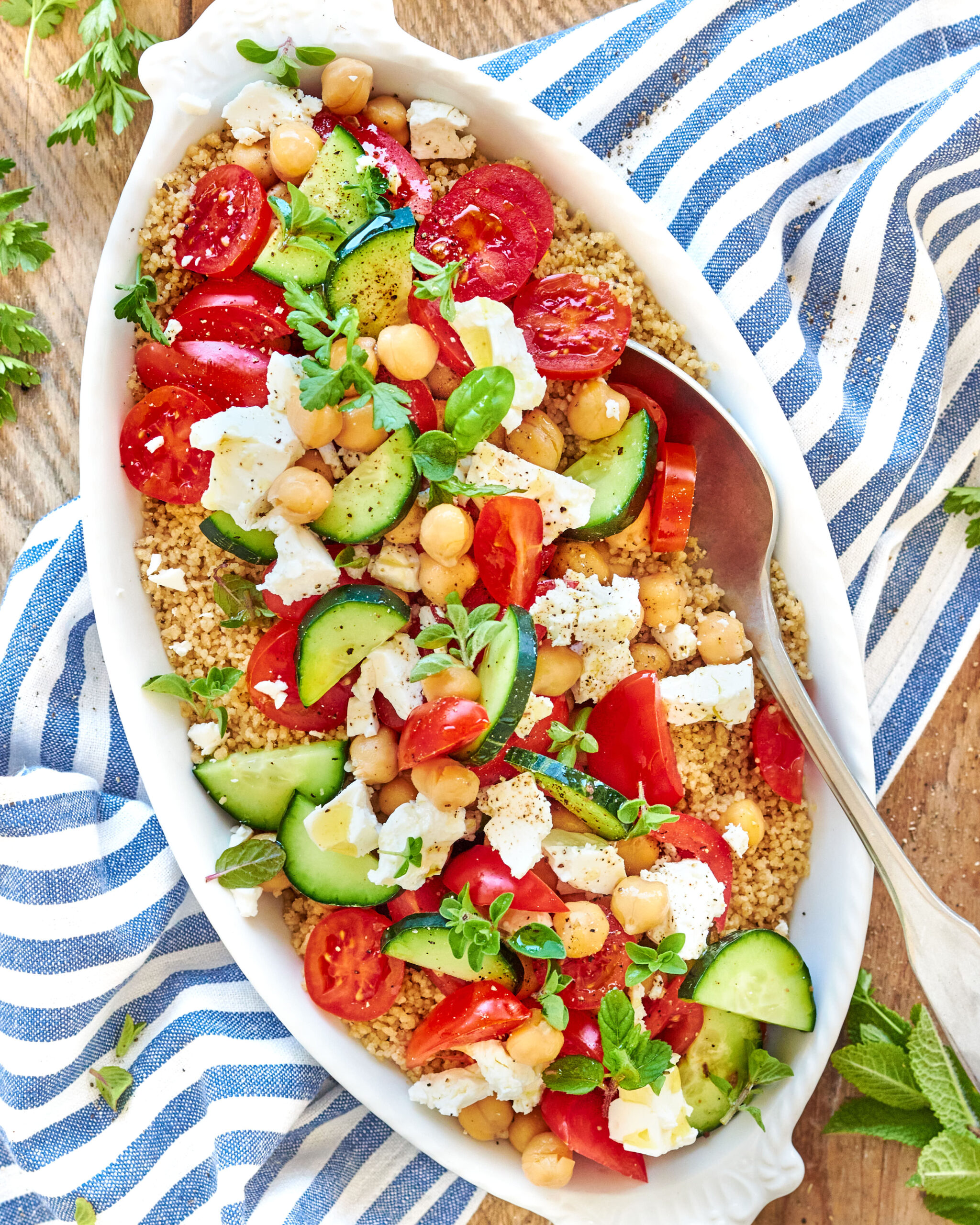 Insalata di cous cous, verdure e feta Zorbas