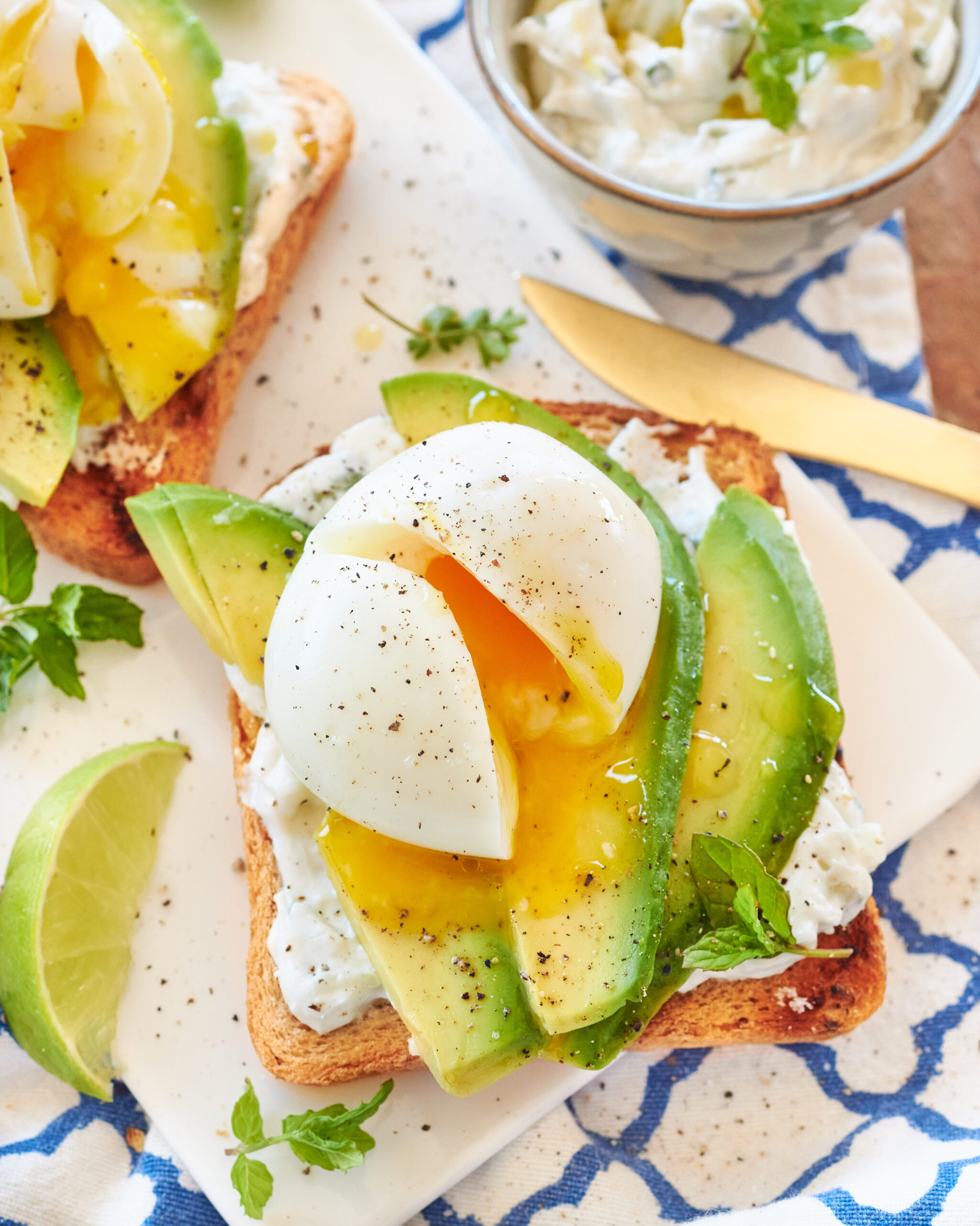 Crostini con tzatziki Zorbas, avocado e uovo barzotto