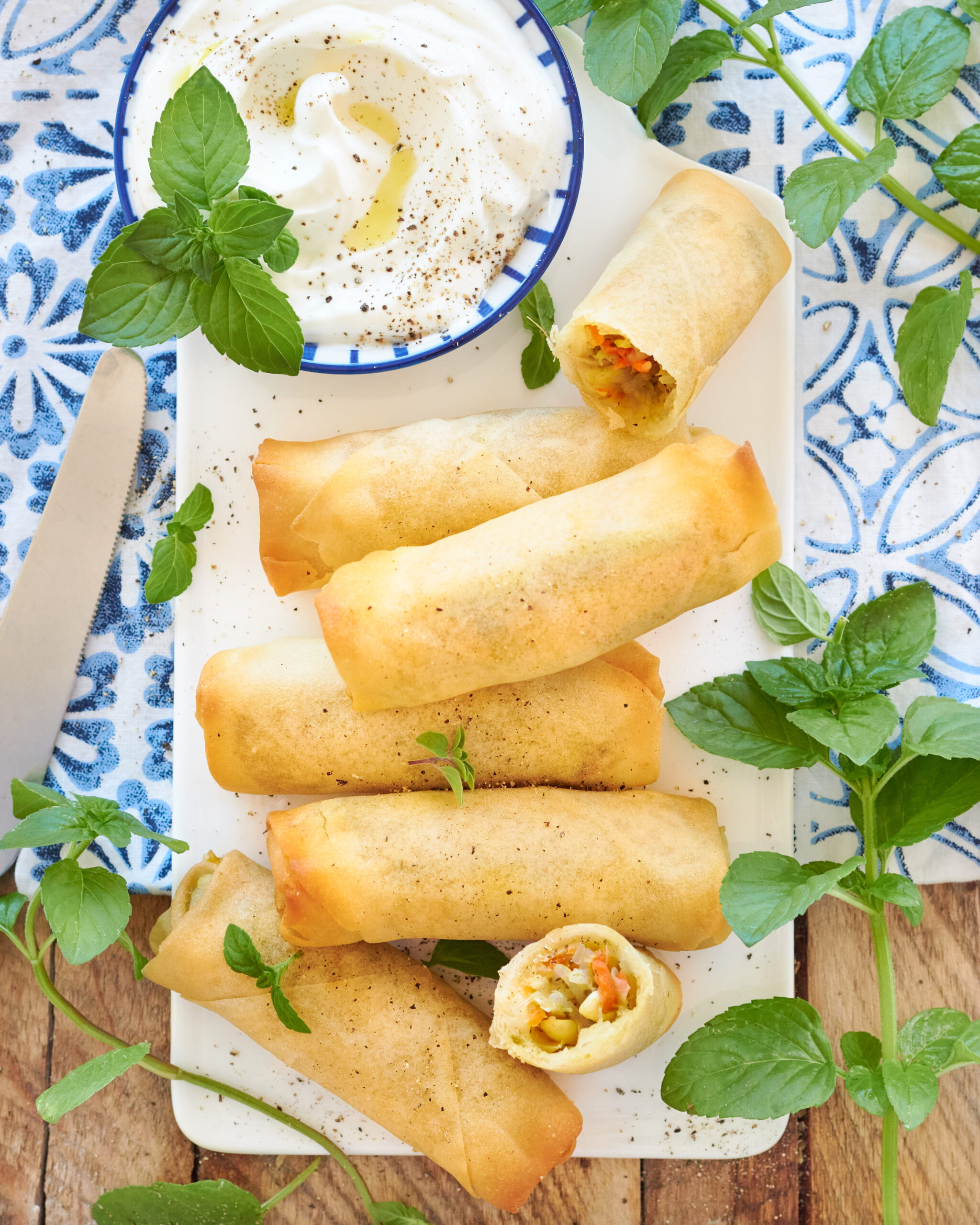 Involtini primavera da abbinare a yogurt greco